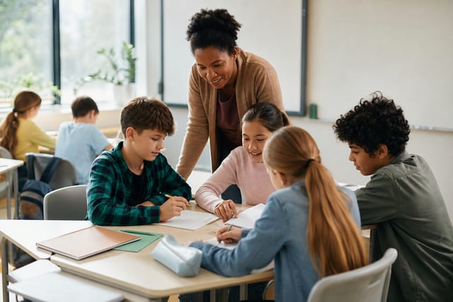 Children learning in a classroom